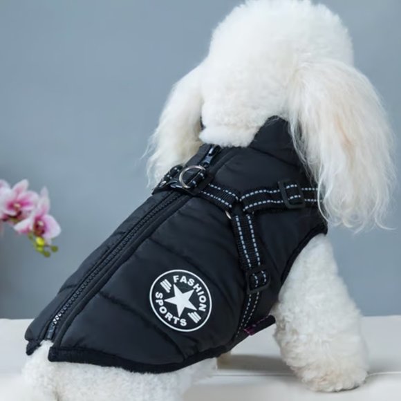 FASHION SPORTS Dog Harness Fleece Jacket in Black - Picture 2 of 15
